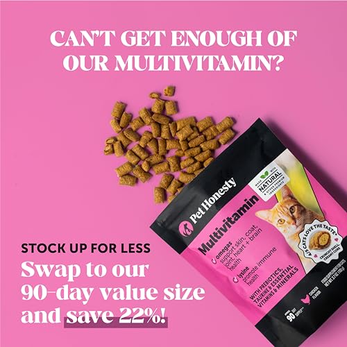 Cat Multivitamin Crunchy & Creamy Chews - Cat Treats for Health + Immune, Joint Support, Skin & Coat, & Digestion - Vitamins with Omega 3s, Lysine
