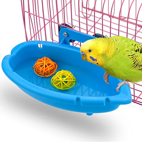 Mygeromon Bird Bath for Cage-Small Tub Bowl for Hang Inside Cage Birdbath Shower for Parrot/Parakeets/Cockatiels/Canary/Budgerigar (Blue)