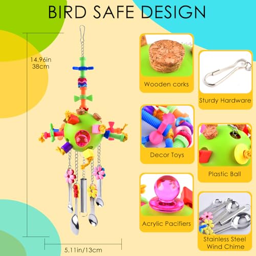 KATUMO Bird Toys, Parrot Pull Spoons Toys for Conure Cage Parakeet Cockatiel Quarker African Grey Mini Macaw  Parrots Cockatoo Small to Medium Birds