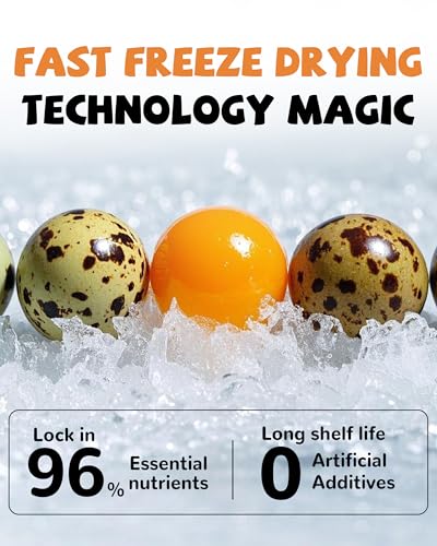 PAWUP Freeze Dried Quail Egg Yolk Pet Treats, Freeze-Dried Pet Food for Dogs, Cats, Pure Fresh Ingredient, 4.2 oz, Rawhide Free, Gluten&Grain Free