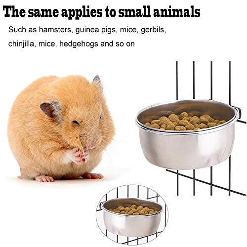 PINVNBY Parrot Feeding Cups Birds Food Dish Stainless Steel Parrot Feeders Water Cage Bowls with Clamp Holder for Cockatiel Conure Budgies Parakeet