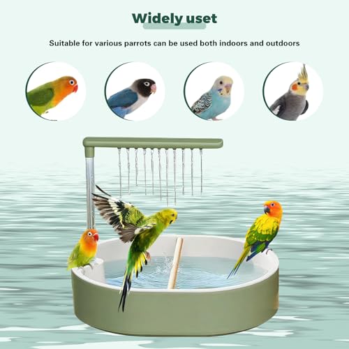 Parrot Bathtub Bird Automatic Bath Shower,Large Bird Shower Fountain Indoor Bathtub with Running Water, Contains USB and Pump,for Pet Birds, African