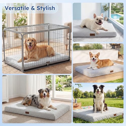 ZOMISIA Cooling Dog Bed for Crate, Q-Max>0.5 Cooling Mat with Removable Washable Cover, Orthopedic Egg Crate Foam Summer Pad for Extra Large Dogs