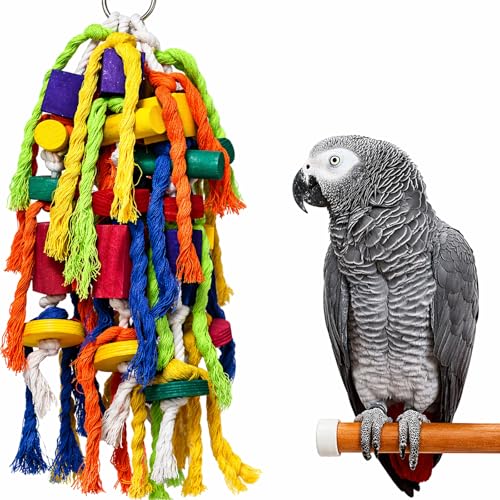 Rypet Large and Small Parrot Chewing Toys Parrot Cage Bite Toy Wooden Block Tearing Toys for Conures Cockatiels African Grey and Other  Parrots