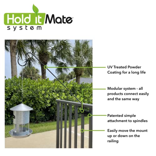 Hold It Mate Long Hook Kits Ideal for Bird Feeders, Lighter Flower Baskets, Chimes, etc. for Vertical Spindled Deck Railings Only (34" Upright) Heavy