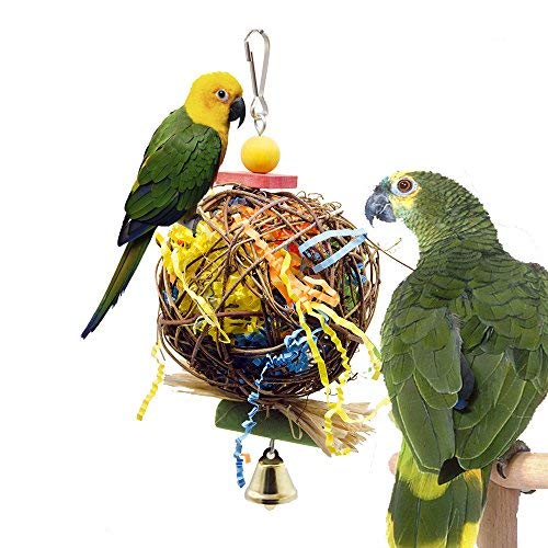 EBaokuup 2 Pack Bird Chewing Toys Foraging Shredder Parrot Cage Shredder Hanging Toy for Cockatiel Conure African Grey