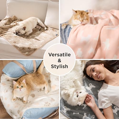 Bedsure 3-Pack Dog Blanket, Ultra-Soft Flannel Fleece Puppy Blanket with Cute Dog Prints, Machine Washable Pet Blanket for Indoor Crate Bed & Travel