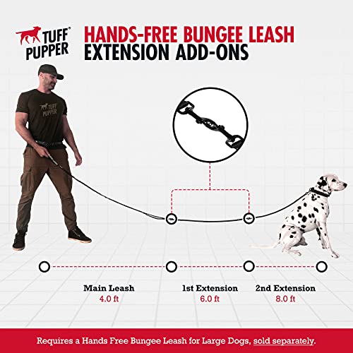 Tuff Pupper Heavy Duty Hands Free Dog Leash | One Large Dog Up to 125 lbs | Comfortable Shock Absorbing Bungee | Reflective Padded Handles | Lumbar