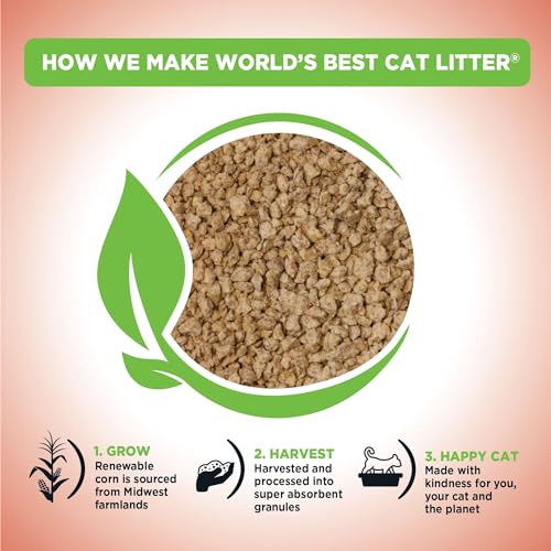 WORLD'S BEST CAT LITTER Multiple Cat Unscented, 32-Pounds - Natural Ingredients, Quick Clumping, Flushable, 99% Dust Free & Made in USA