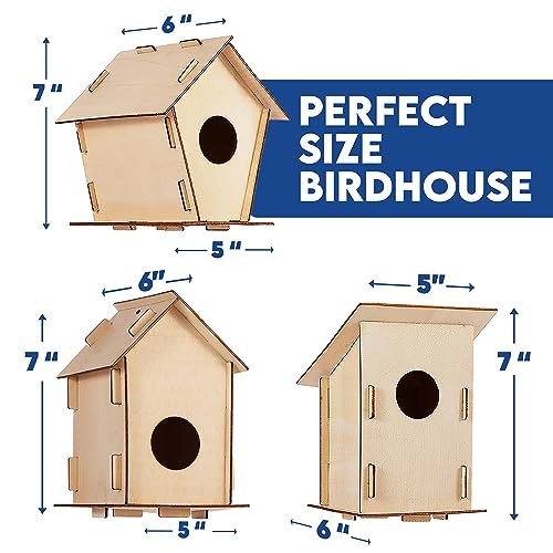 12 DIY Bird House Kits For Children to Build - Wood Birdhouse for Kids to Paint - Unfinished Bird Houses - Spring Crafts Kits - Wooden Arts & Craft
