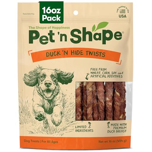 Pet 'n Shape Duck 'n Hide Twists - Duck Wrapped Rawhide Natural Dog Treats, Small, 1 Pound (Pack of 1)