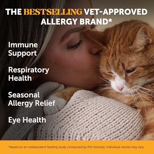 Cat Immune Support Lysine – Allergy Relief & Immune Health Supplement for Cats with L-Lysine, Colostrum, Quercetin & Omega-3 – Soothes Sneezing