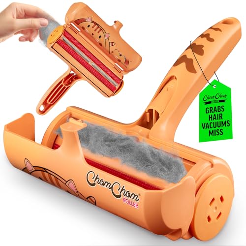 ChomChom Roller Pet Hair Remover – Original Size Reusable Lint Roller for Cat & Dog Hair on Furniture, Couch, Carpet, Car, Rugs & Bedding – Portable, Eco-Friendly (Cat)