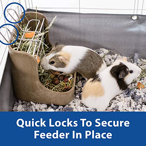Kaytee Hay & Food Bin Feeder With Quick Locks For Pet Rabbits, Chinchillas, Guinea Pigs and Other Small Animals