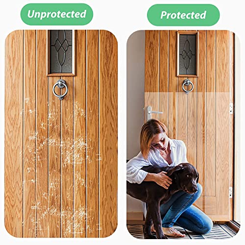 Door Protector from Dog Scratching 118" x 8.2" Cat Scratch Door Frame Single Side Adhesive Protector Anti Dog Scratch Door Guard for Dogs Clear