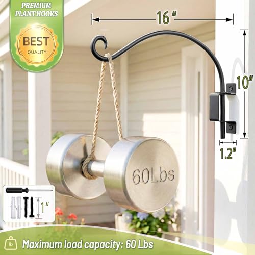 AJART Bird Feeder Hangers Outdoor: 16-Inch Swivel Hanging Plant Bracket for Wall Mount - Swivel Plant Hook for Flower Basket