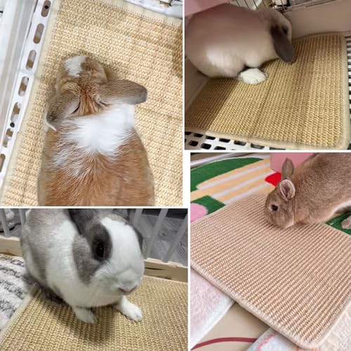 Oncpcare 2PCS Rabbit Scratch Mat Natural Bunny Scratching Pad Claws and Teeth Care Rabbit Mats for Cages Chew Toys for Bunny Pet Cage Bedding for