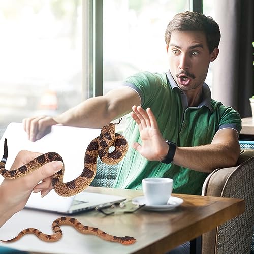 2Pcs Realistic Fake Snakes Toy Lifelike Rubber Rattlesnake Snake -to Keep Birds Away- Garden Plastic Scare Birds for Prank Stuff or Halloween