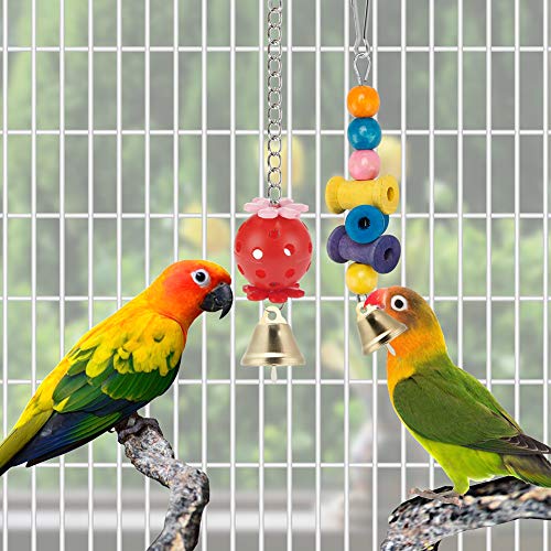Swing Hanging Standing Chewing Toy Hammock Climbing Ladder, Cage Colorful Toys Suitable for Budgerigar, Parakeet, Conure, Cockatiel, Mynah, Love