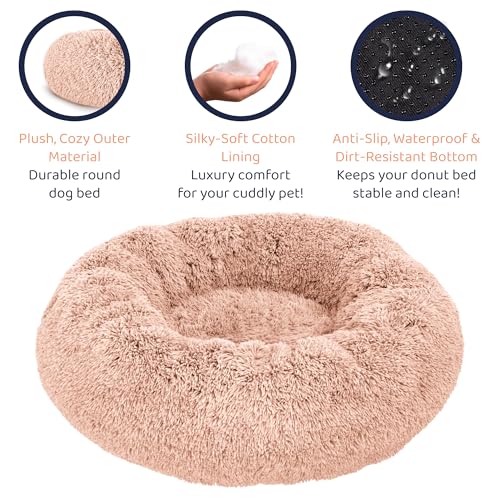 Petloox Donut Dog Bed - Premium Comfort for Anxiety Relief - Fluffy & Calming Design with Ultra-Plush Support | Cozy Round Dog Bed with Super Soft