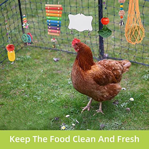 Chicken Toys for Coop 12PCS Set, KAKUNM Chicken Enrichment Toys，Including Xylophone, Swing Set, Mirror Toy, Flexible Ladder, Vegetable String Bag and