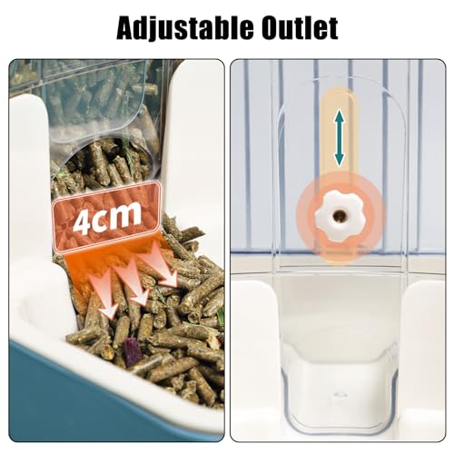 Hanging Automatic Food Dispenser, 27oz Large Capacity Hanging Pet Cage Feeder for Rabbit Bird Chinchilla Hedgehog Guinea Pig Ferret Kitty Puppy (Gray)