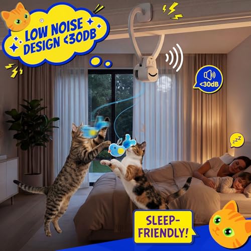 CATPICK Interactive Cat Toys for Indoor Cats - Automatic Flying Bird & Mouse Doorway Hanging Toy, USB Rechargeable Electric Kitten Toy for Hunting