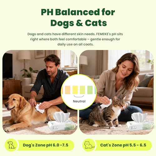 Unscented Dog Wipes & Cat Wipes (4x50 Packs) | Hypoallergenic, pH Balanced for Paws, Body, Eyes & Ears Grooming |All-Natural Plant Fiber Wipes with
