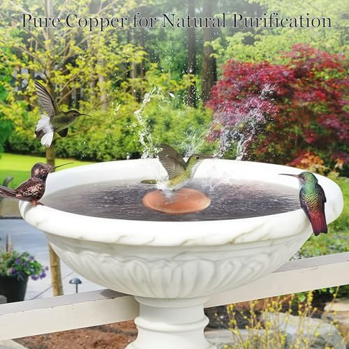 Bird Bath Copper Disk, Copper Disc for Bird Bath 99.99% Pure 0.6 mm Thick with Triple-Point Support for Physical Safe Clean Water for Outdoor