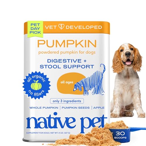 Native Pet Pumpkin for Dogs - Organic Dog Food Topper Powder - Promotes Firm Stools, Supports Digestive, Bowel Health & Nutrient Absorption - USDA