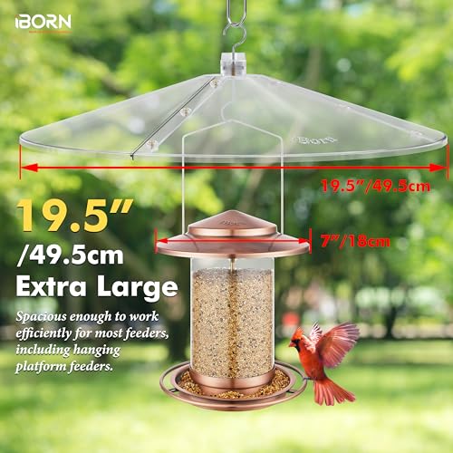 iBorn Baffles for Bird Feeders, 19.5” Oversized Bird Feeder Cover for Rain Guard, Birds Feeders Squirrel Guard, Full Protection for Outdoors