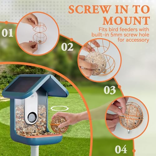 Metal Suet Ball Holder for Bird Buddy, Compatible with BirdBuddy Smart Feeders & Others with Ready 5mm Screw Hole, Durable Accessory & Add-on