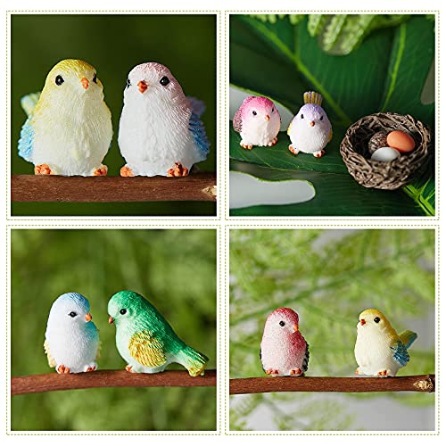 Jetec 30 Pieces Garden Accessories Bird Decorative Figurines Miniature Bird Figurines for Garden, Dollhouse Miniature, Cake Topper, Micro Landscape