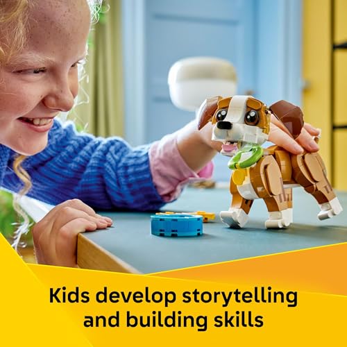 LEGO Creator 3 in 1 Cute Animals: Playful Puppy Dog Building Toy - Bedroom Decor for Girls & Boys, Ages 8+ - Gift for Birthdays - Build a Dog
