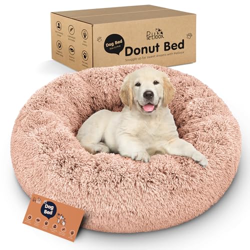 Petloox Donut Dog Bed - Premium Comfort for Anxiety Relief - Fluffy & Calming Design with Ultra-Plush Support | Cozy Round Dog Bed with Super Soft