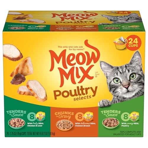 Meow Mix Poultry Selections Variety Pack, Wet Cat Food, 2.75 oz Cup (24 Pack)