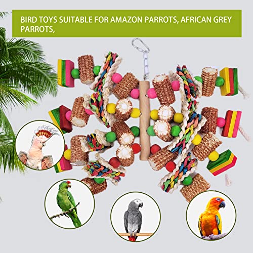 Bird Toys, Parrot Toys, Bird Toys Made of Natural Multi-Colored Wooden Blocks for African Grey Parrots,  Parrots, Small and Medium-Sized Birds to