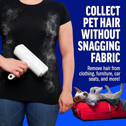 ChomChom Roller Pet Hair Remover – Original Size Reusable Lint Roller for Cat & Dog Hair on Furniture, Couch, Carpet, Car, Rugs & Bedding – Portable