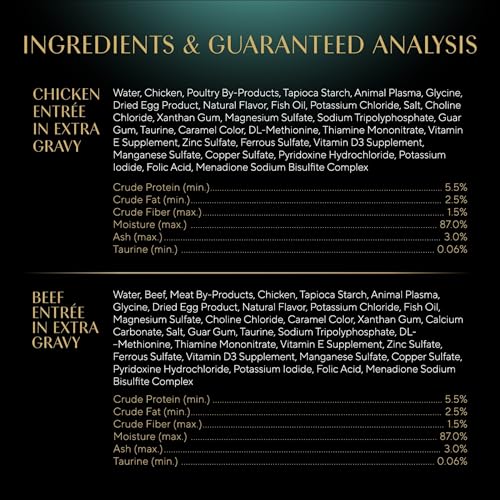Sheba Gravy Indulgence Adult Wet Cat Food Beef and Chicken Entree in Extra Gravy Variety Pack, 2.6 oz. Twin-Pack Trays (12 Count, 24 Servings) (Pack
