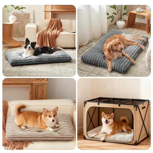 FURTIME Washable Dog Bed Large Sized Dogs, Deluxe Dog Crate Beds Comfy Fluffy Kennel Pad Anti-Slip Pet Sleeping Mat, Machine Washable Dogs Pillow