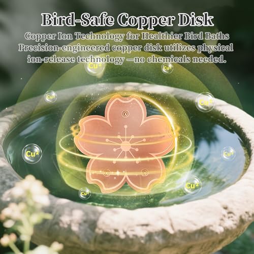 Bird Bath Copper Disk, 99.9% Pure Copper Cleaner Disc Plate 0.6mm Reinforced for Outside Physical Safe Water Purification Bird Bowls Birdbaths Solar
