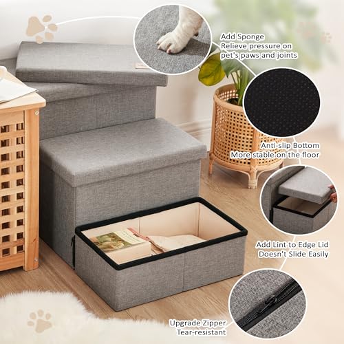 Love's cabin Dog Stairs for High Bed 18" H, Foldable Pet Stairs for Small Medium or Large Dogs Puppy with Storage for Bed or Couch, Cat Dog Steps