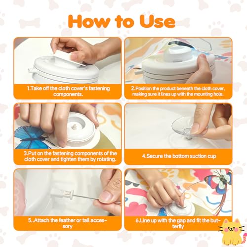 Interactive Cat Toys for Indoor Cats–Rechargeable Automatic Hide and Seek Kittens Toy with Moving Wand Feathers,Fluttering Butterfly,Real Mouse