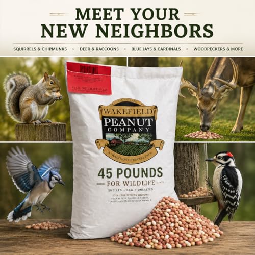 Wakefield Virginia Peanuts 45LB Bulk Bag Shelled Raw Unsalted for Squirrels, Birds, Deer, Pigs and a Wide Variety of Wildlife