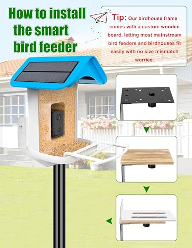 XDW-GIFTS Bird House Pole, 1 Pack 109 Inch Metal Bird Feeder Pole for Outdoor, with 5-Prong Heavy Duty Base for Birdhouse Mounting, Weather Station