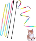 Cat Wand Toys Interactive Kitten Toys for Indoor Cats Colorful Teaser Wand String for Exercise Kitten Stick Kitty Rope Toy Rainbow Ribbon Cat Charmer