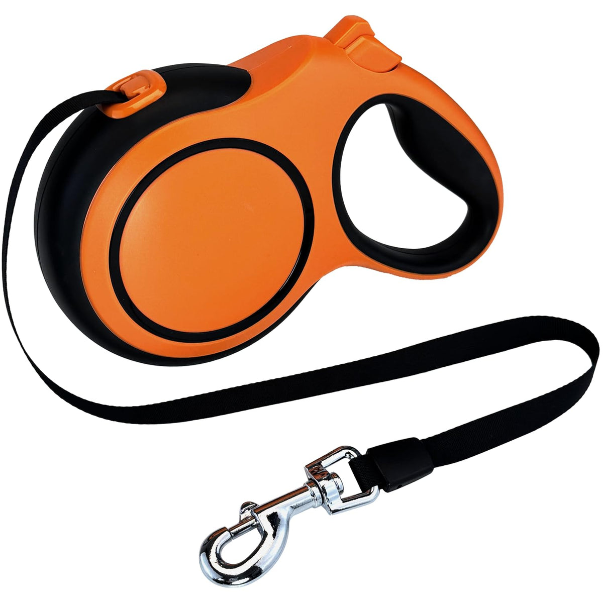 26Ft Retractable Dog Leash, Heavy Duty Great Leash for Dog up to 110 lbs, Anti-Slip Rubberized Handle, One-Handed Brake, Strong Nylon Tape, Tangle Free(Large，Orange&Black).