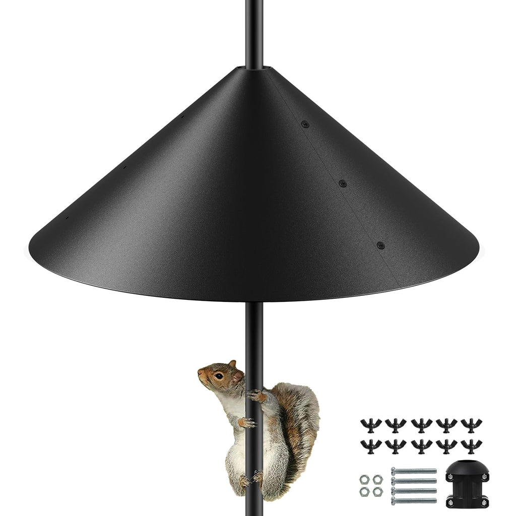 19 Inch Metal Squirrel Baffle for Bird Feeder Pole, Outdoor Squirrel Proof Bird Feeders, Bird House Guard for Shepherd’s Hook, Rust Chew Proof Heavy