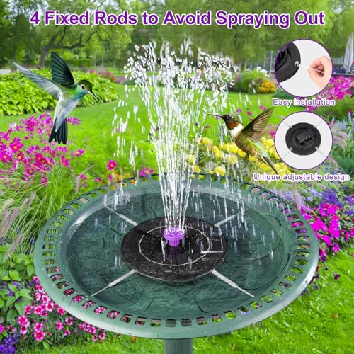 3.5W Solar Bird Bath Fountain Pump, Solar Powered Water Pump, Outdoor Water Fountain with 8-in-1 Nozzles, 4 Fixed Pipes for Hummingbirds, Garden