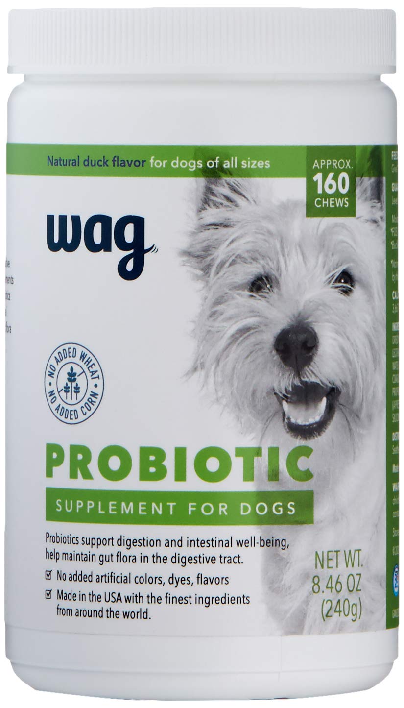 Brand - Wag Probiotic Supplement Chews for Dogs, Supports Digestive Health and Gut Flora, Natural Duck Flavor, 160 Count, Pack of 1
